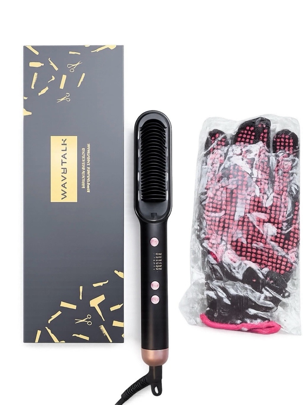 Wavytalk Black & Rose Gold Heated Straightening Brush - Wavytalk